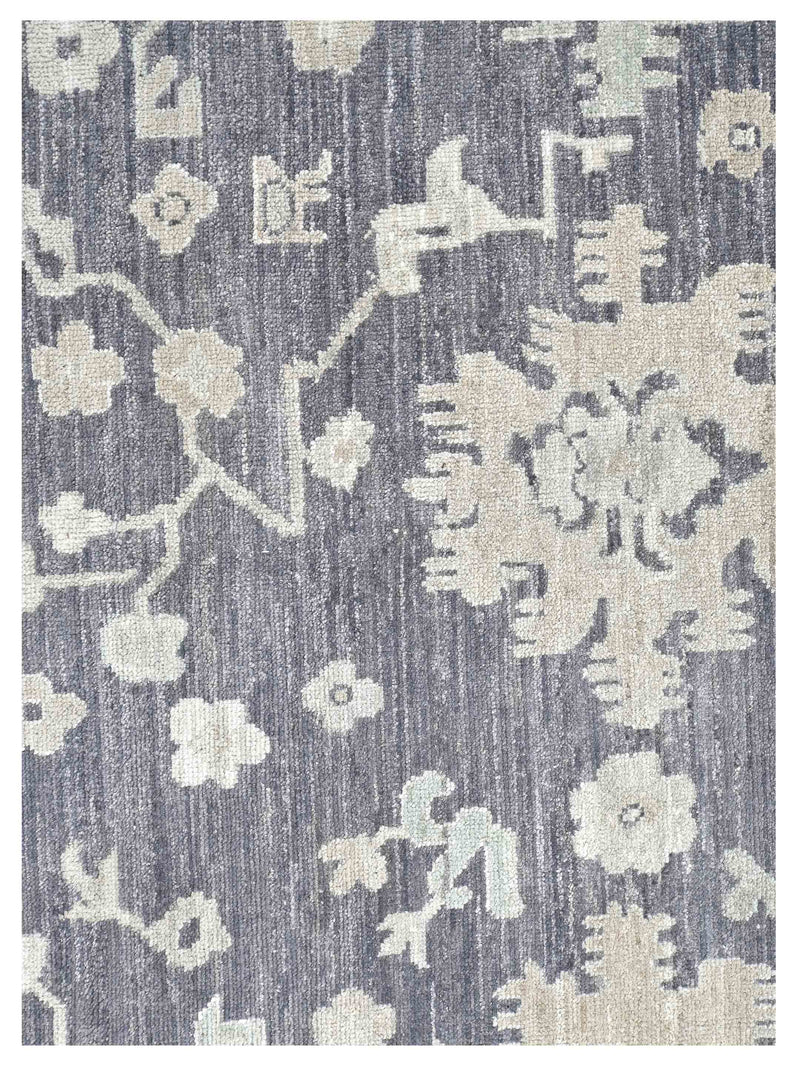 Pacific Ushak Wool Weft 43650 Grey Ivory Transitional Hand Knotted Rug