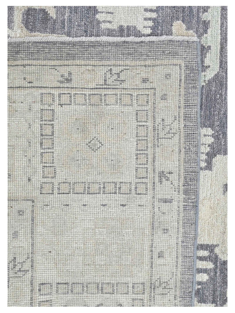 Pacific Ushak Wool Weft 43650 Grey Ivory Transitional Hand Knotted Rug