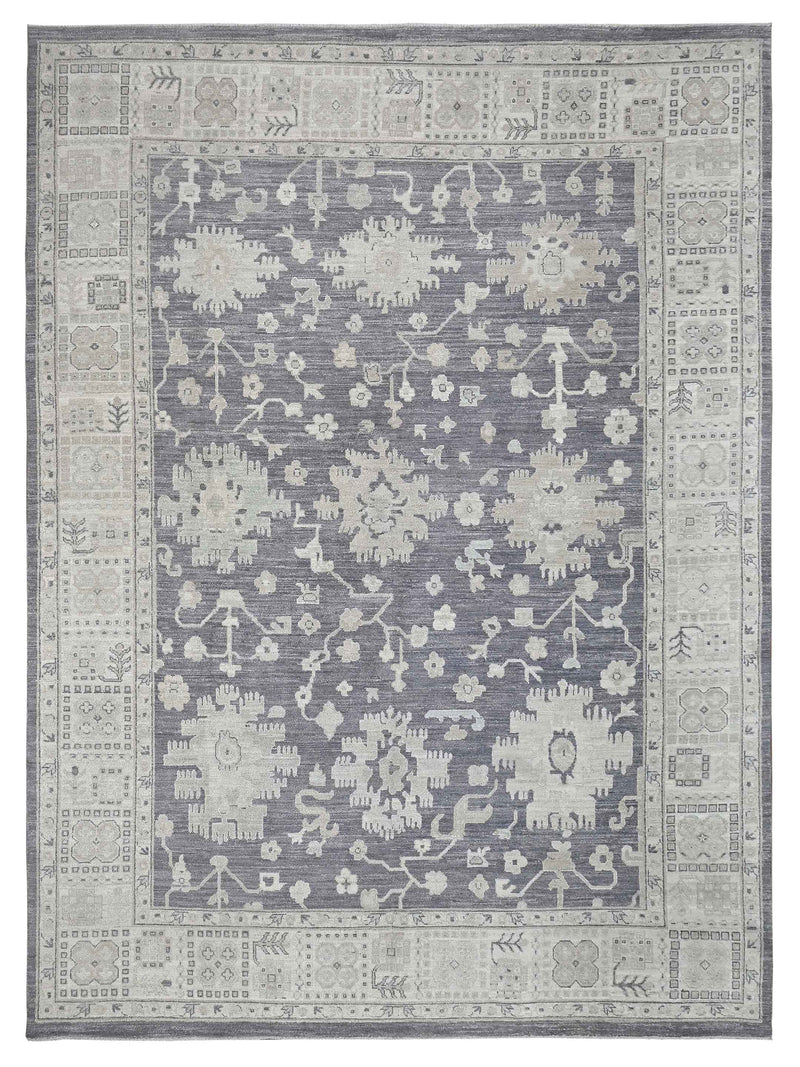 Pacific Ushak Wool Weft Grey Ivory Transitional