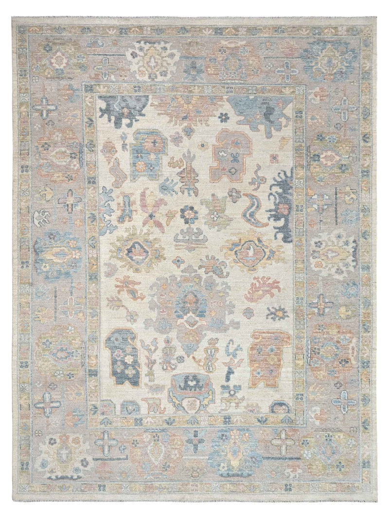 Pacific Ushak Wool Weft Ivory Peach Transitional