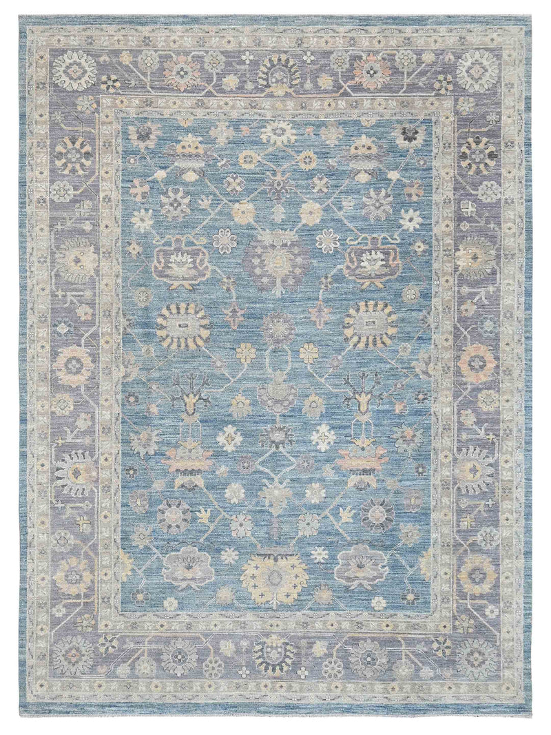 Pacific Ushak Wool Weft Blue Grey Transitional