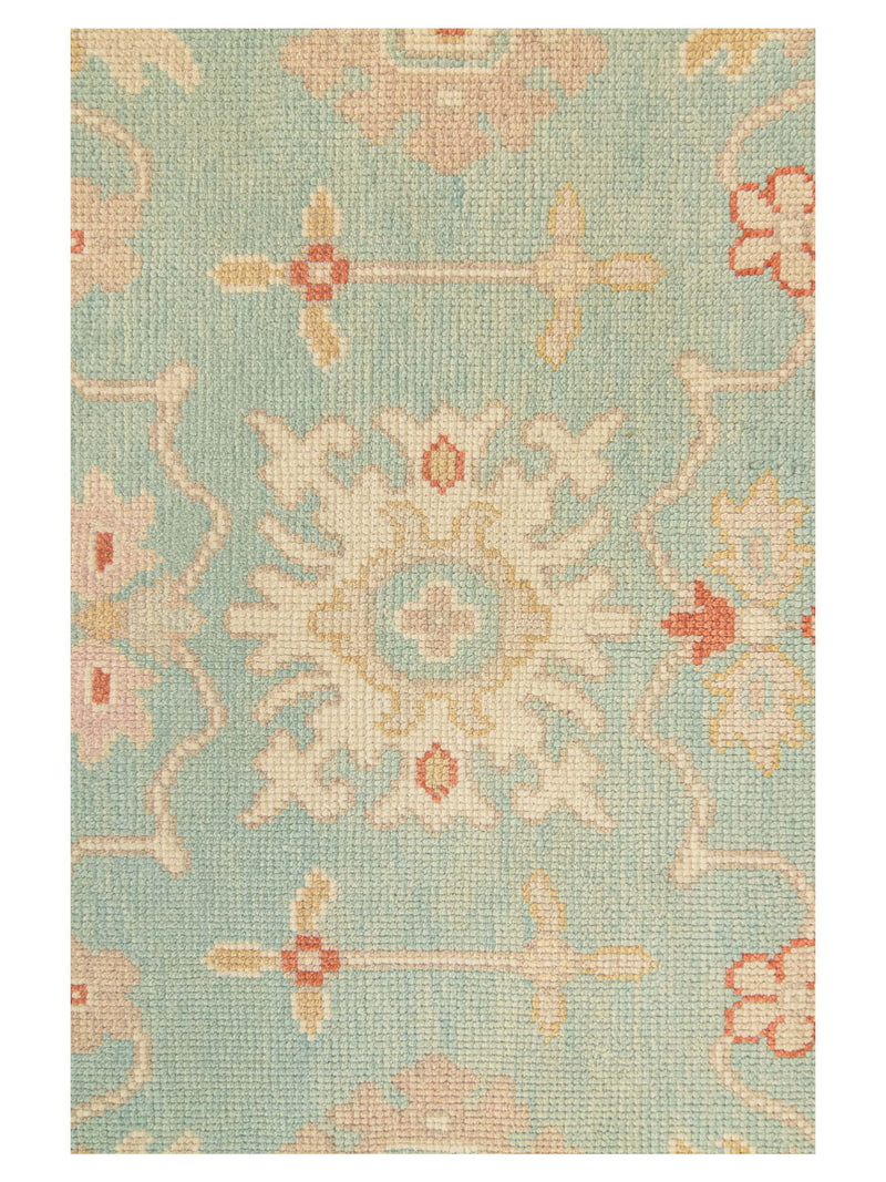 Pacific Ushak 43690 Teal Ivory Transitional Hand Knotted Rug
