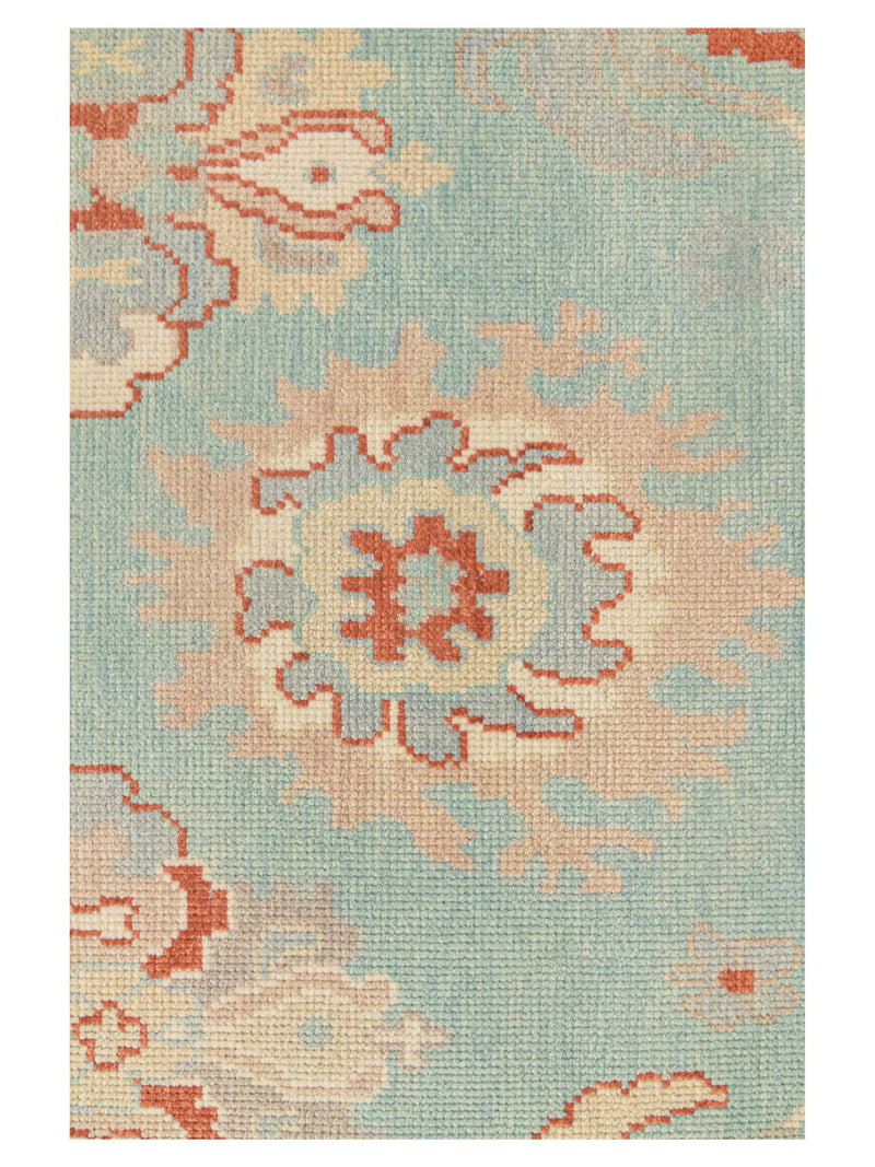 Pacific Ushak 43695 Teal Ivory Transitional Hand Knotted Rug