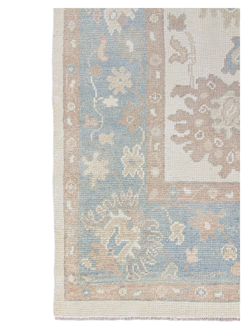 Pacific Ushak 43696 Ivory Sky Blue Transitional Hand Knotted Rug