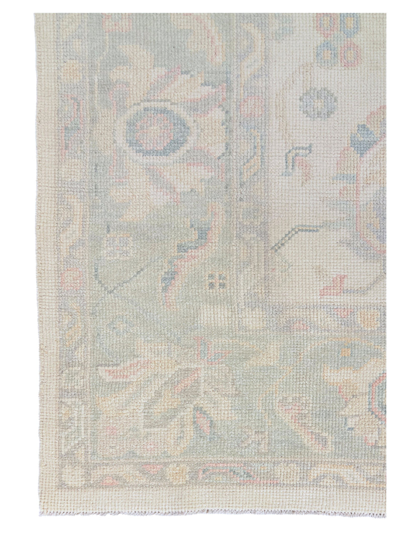 Pacific Ushak 43698 Ivory Sky Blue Transitional Hand Knotted Rug