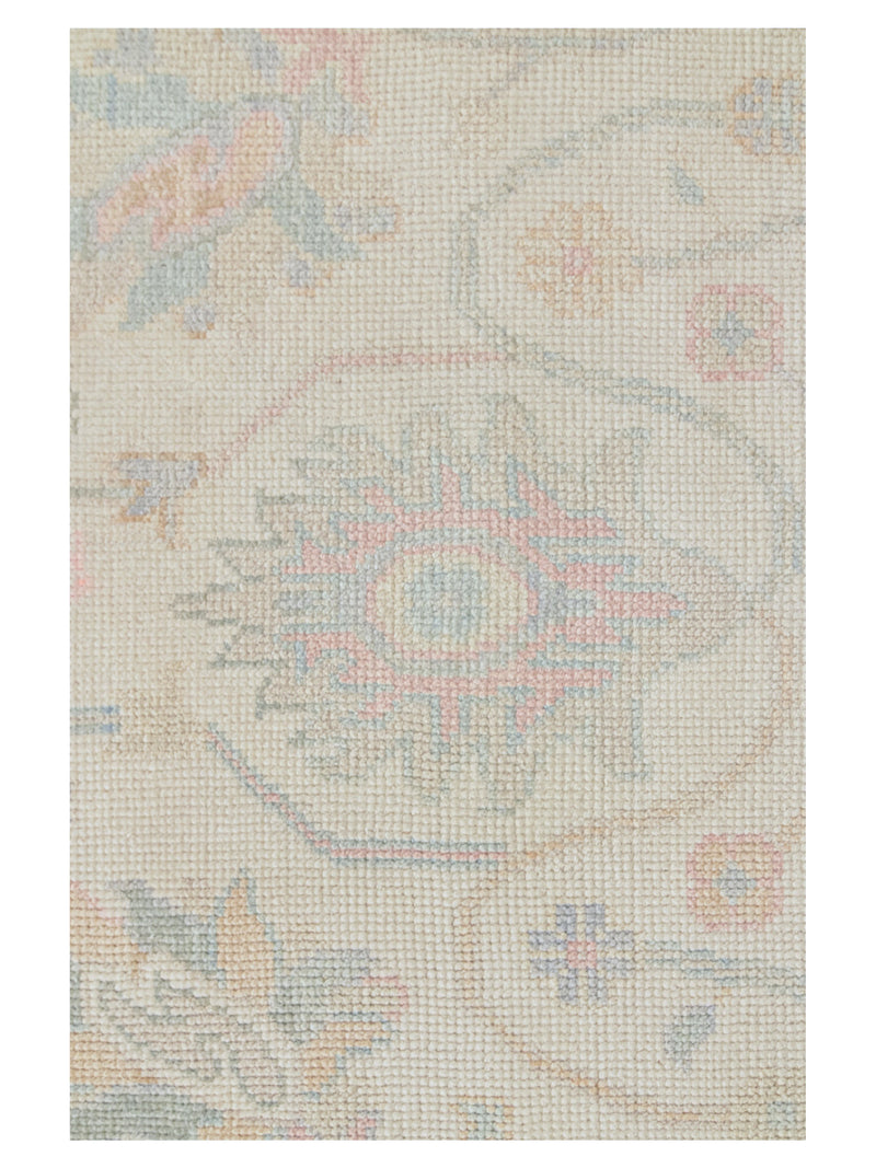 Pacific Ushak 43698 Ivory Sky Blue Transitional Hand Knotted Rug