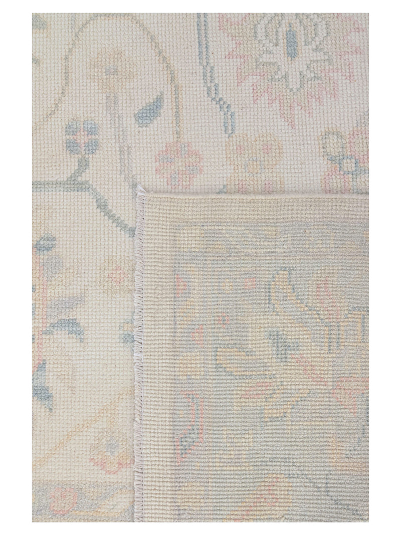 Pacific Ushak 43698 Ivory Sky Blue Transitional Hand Knotted Rug