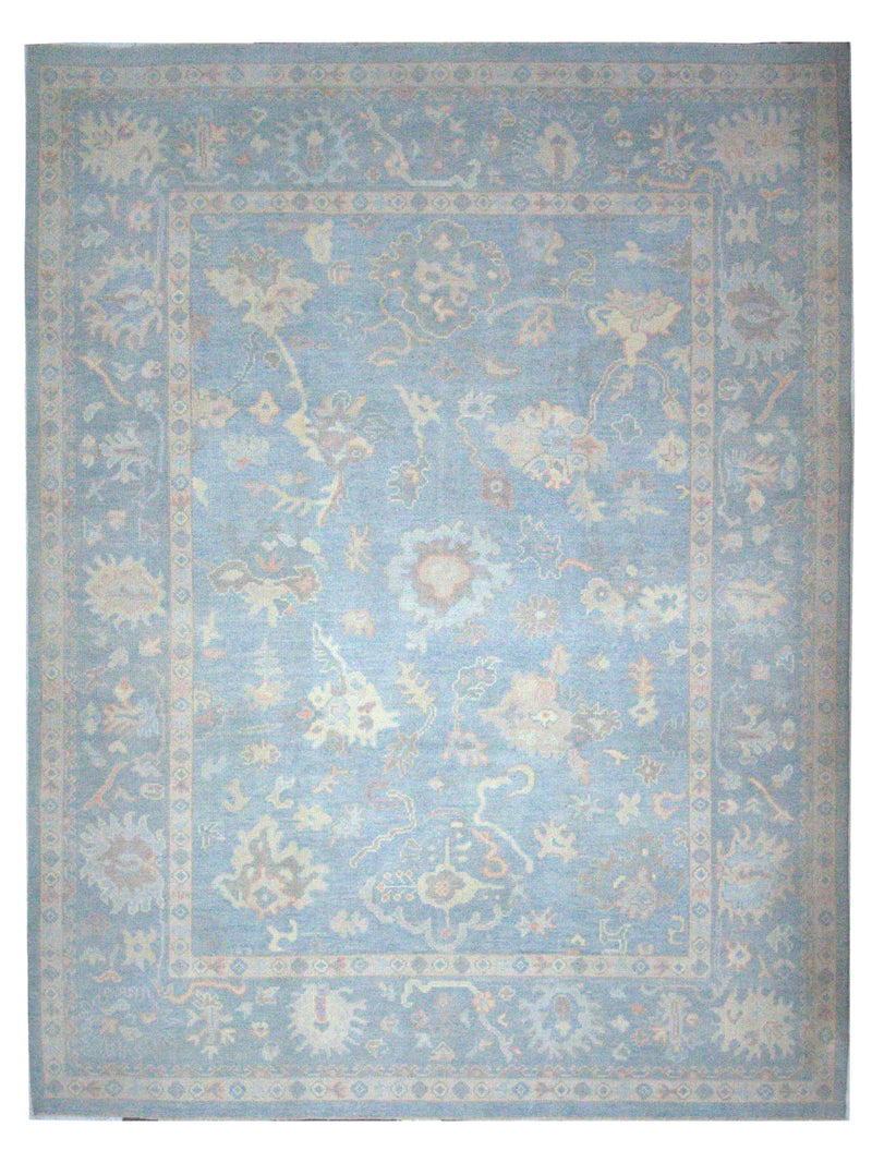 Pacific Ushak 43702 Sky Blue Sky Blue Transitional Hand Knotted Rug