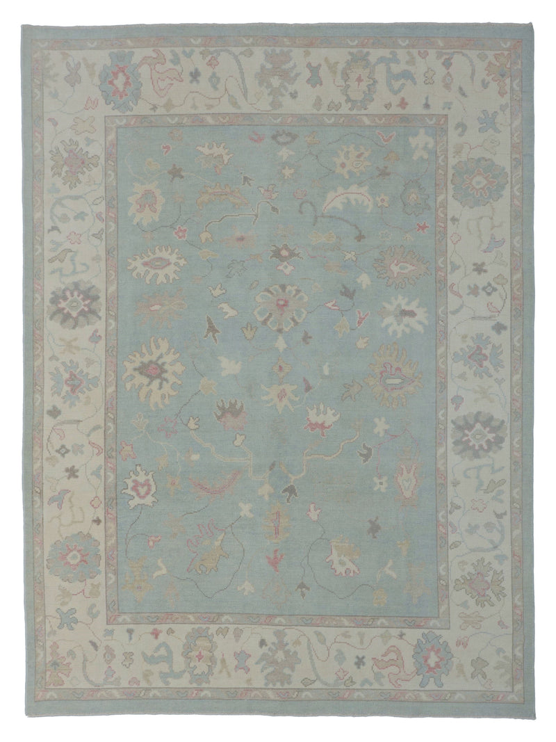 Pacific Ushak 43703 Sky Blue Ivory Transitional Hand Knotted Rug