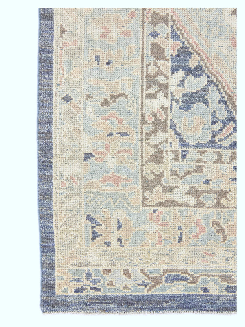 Pacific Ushak 43705 Navy Sky Blue Transitional Hand Knotted Rug