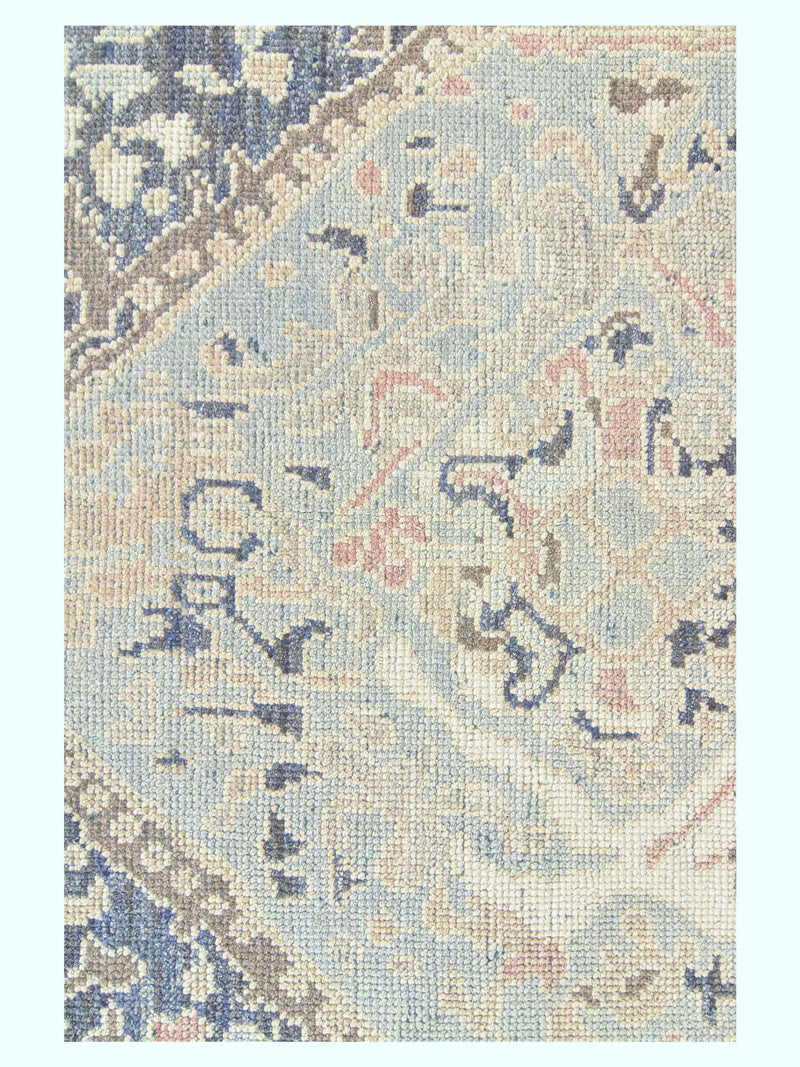 Pacific Ushak 43705 Navy Sky Blue Transitional Hand Knotted Rug