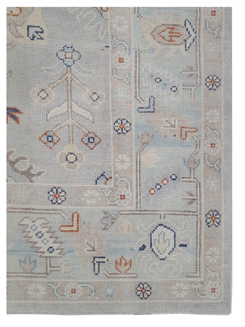 Pacific Ushak 43706 Lt.Grey Sky Blue Transitional Hand Knotted Rug