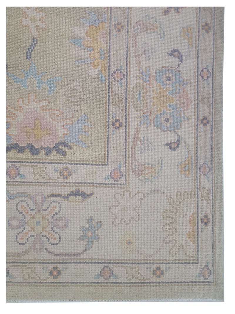 Pacific Ushak 43719 Pistachio Beige Transitional Hand Knotted Rug