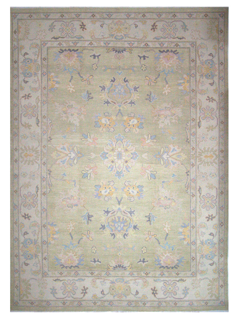 Pacific Ushak 43719 Pistachio Beige Transitional Hand Knotted Rug