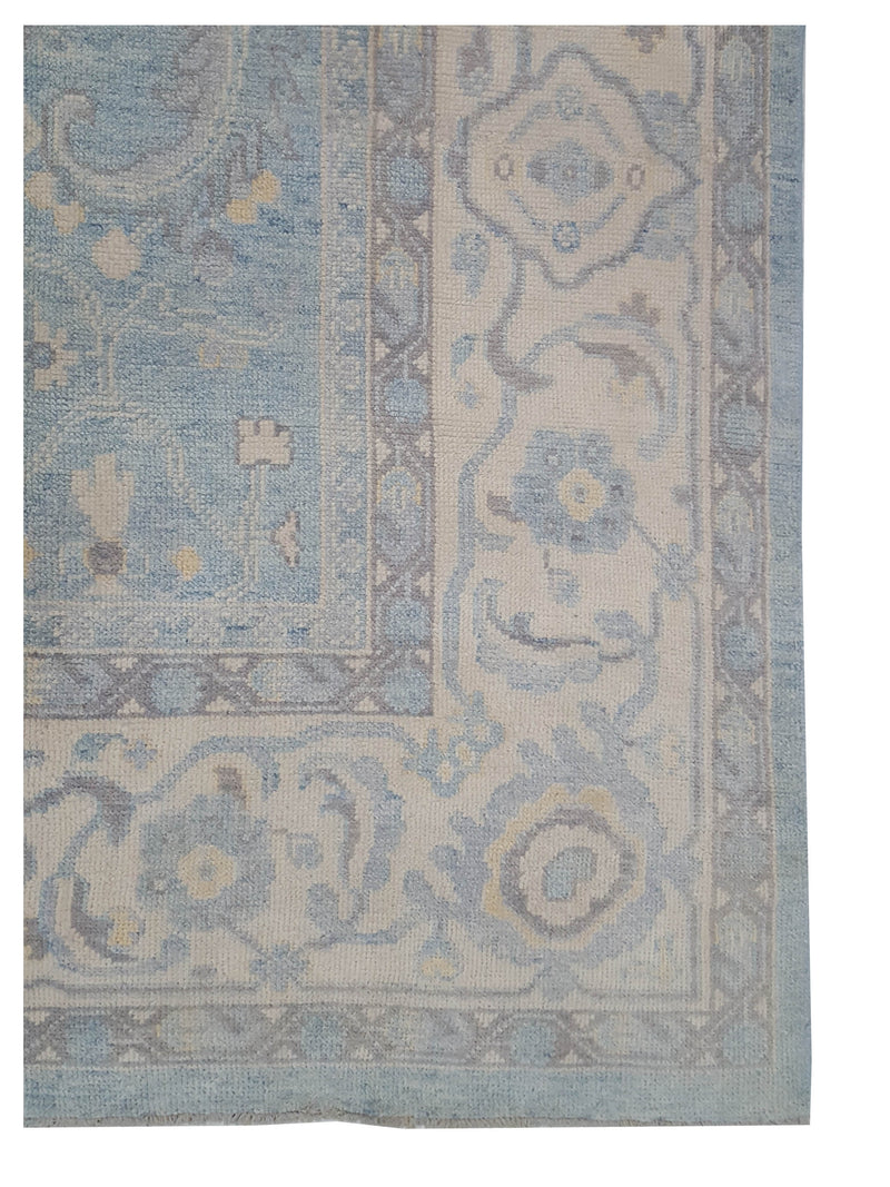 Pacific Ushak 43721 Sky Blue Ivory Transitional Hand Knotted Rug