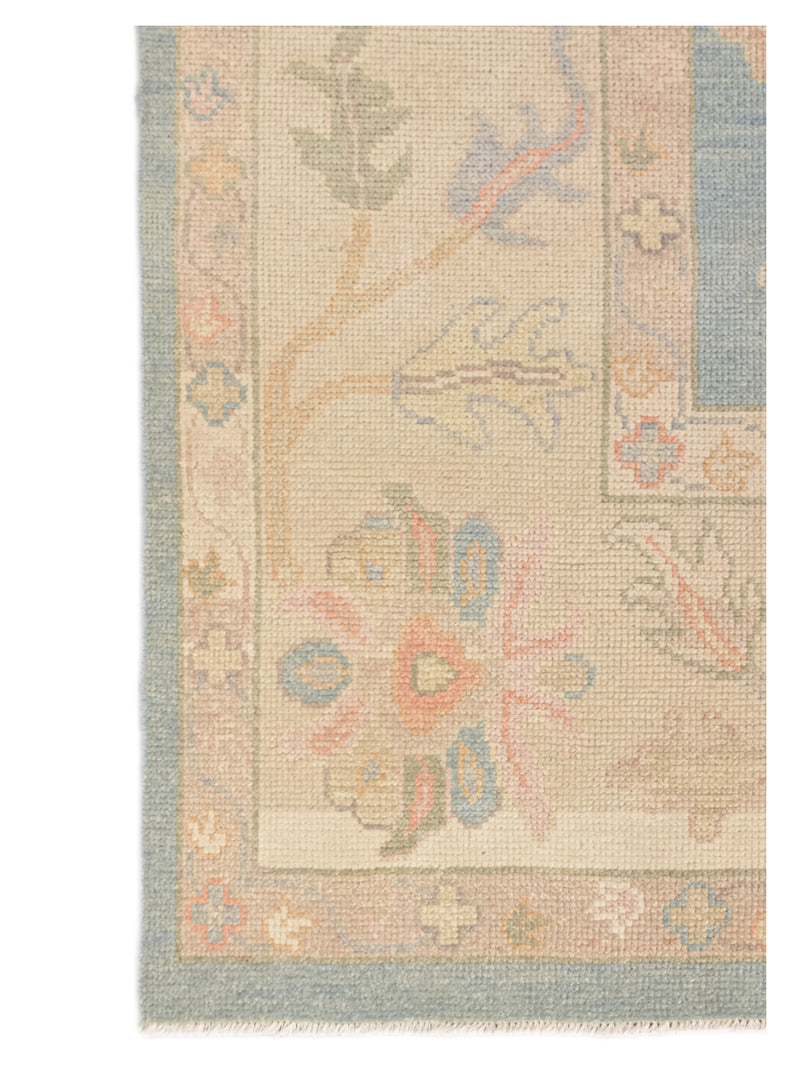 Pacific Ushak 43722 Sky Blue Ivory Transitional Hand Knotted Rug