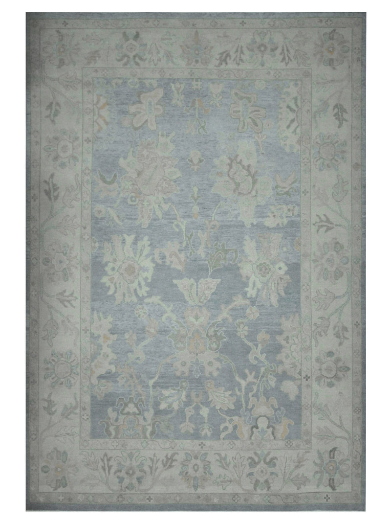 Pacific Ushak 43722 Sky Blue Ivory Transitional Hand Knotted Rug