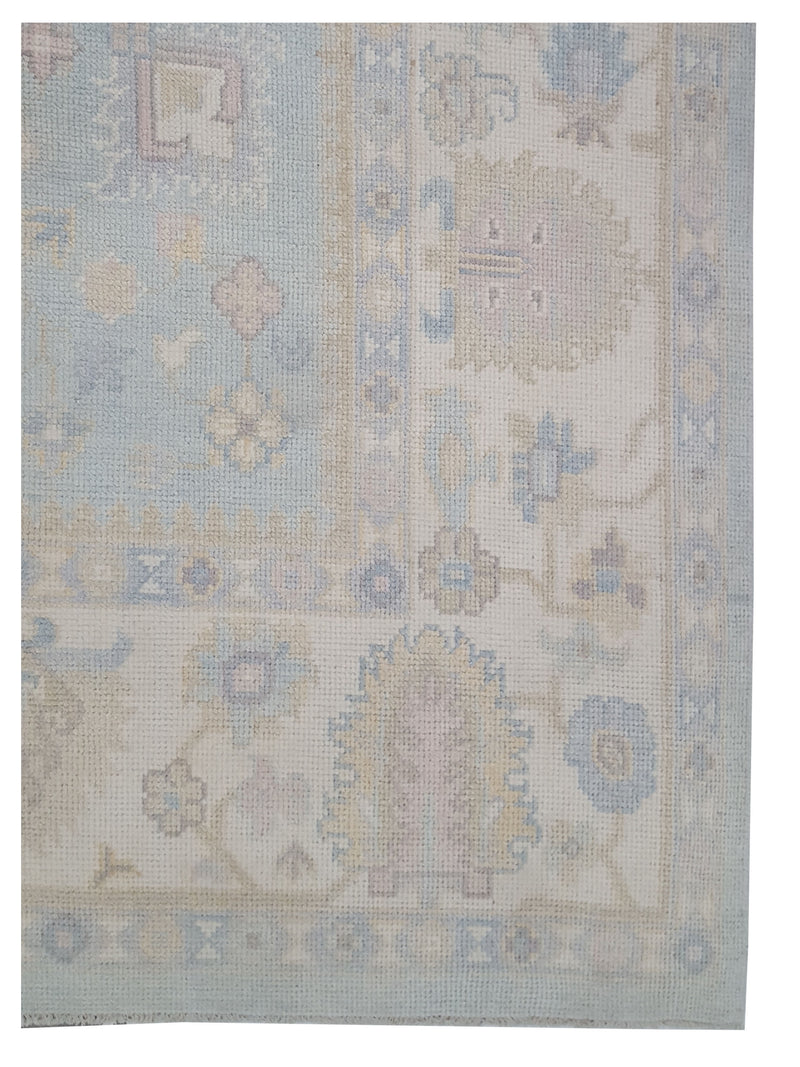 Pacific Ushak 43725 Sky Blue BeigeTransitional Hand Knotted Rug