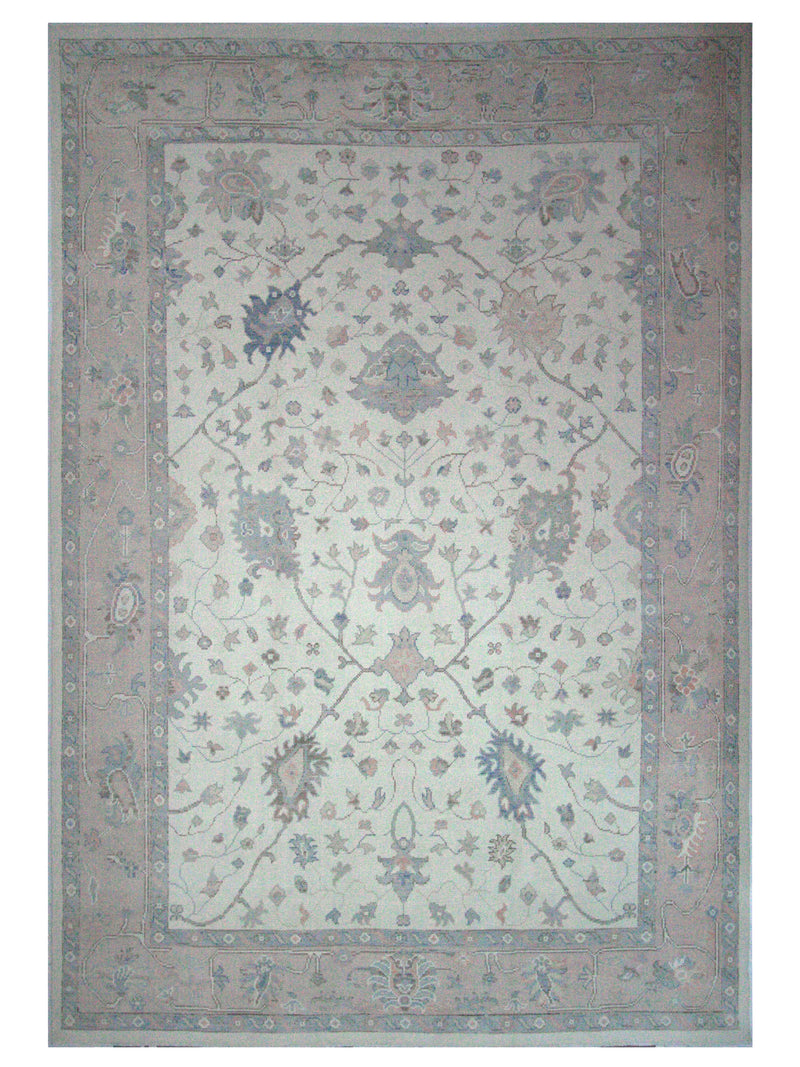 Decorative rug with floral pattern on a beige background