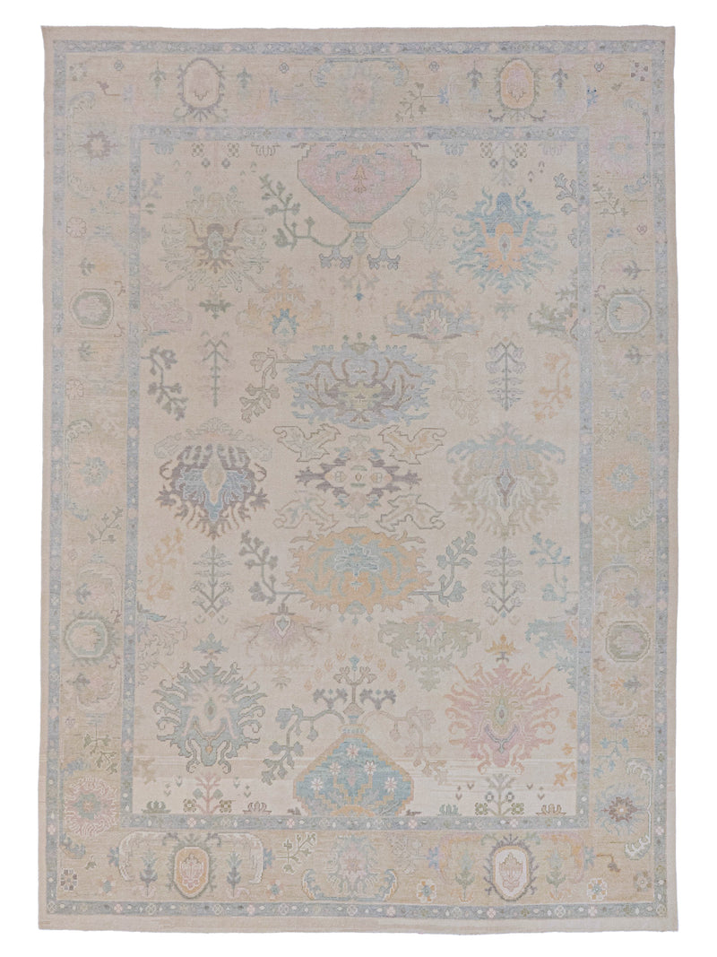 Pacific Ushak 43729 Ivory Beige Transitional Hand Knotted Rug