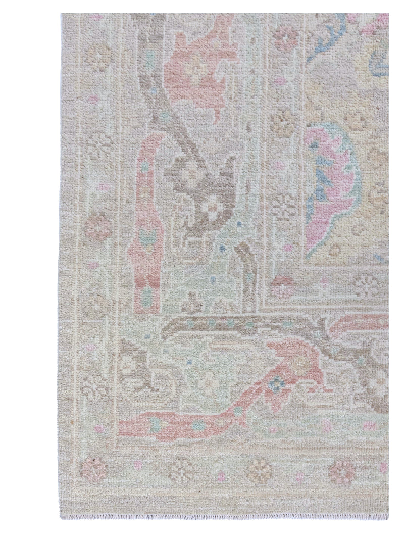 Pacific Ushak Wool Weft 43732 Beige Pistachio Transitional Hand Knotted Rug