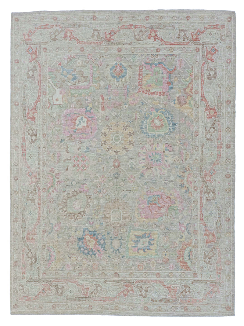 Pacific Ushak Wool Weft Beige Pistachio Transitional
