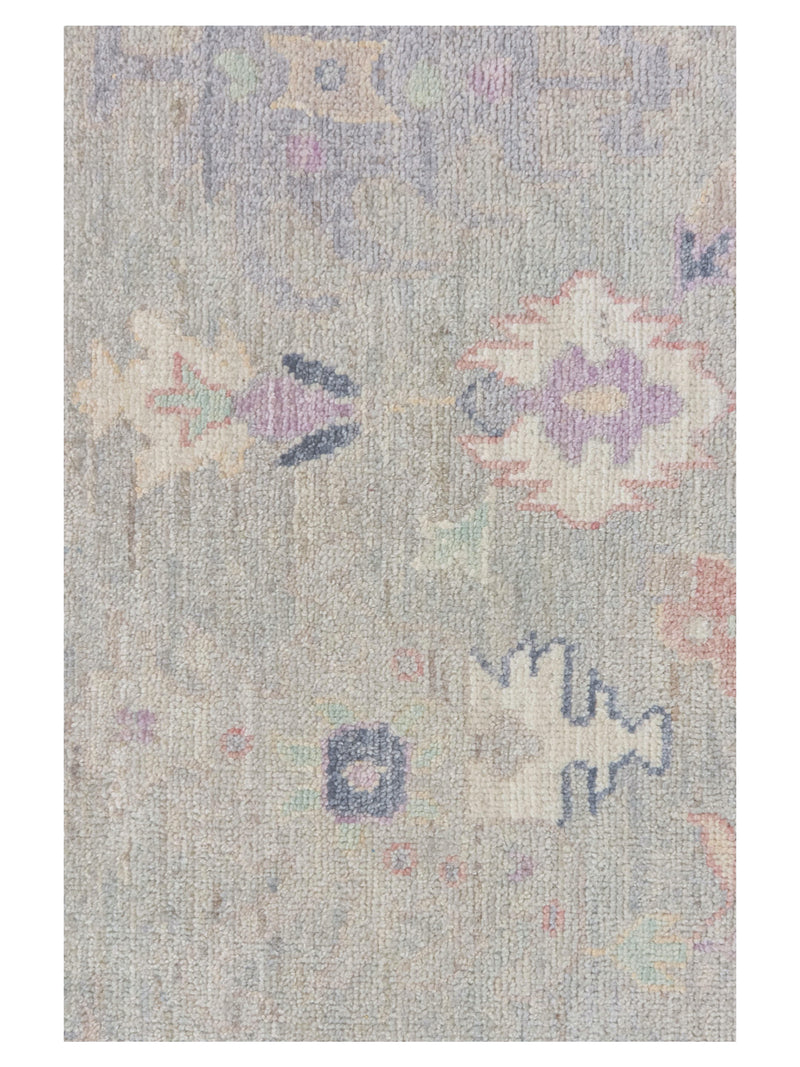 Pacific Ushak Wool Weft 43738 Silver Grey Ivory Transitional Hand Knotted Rug