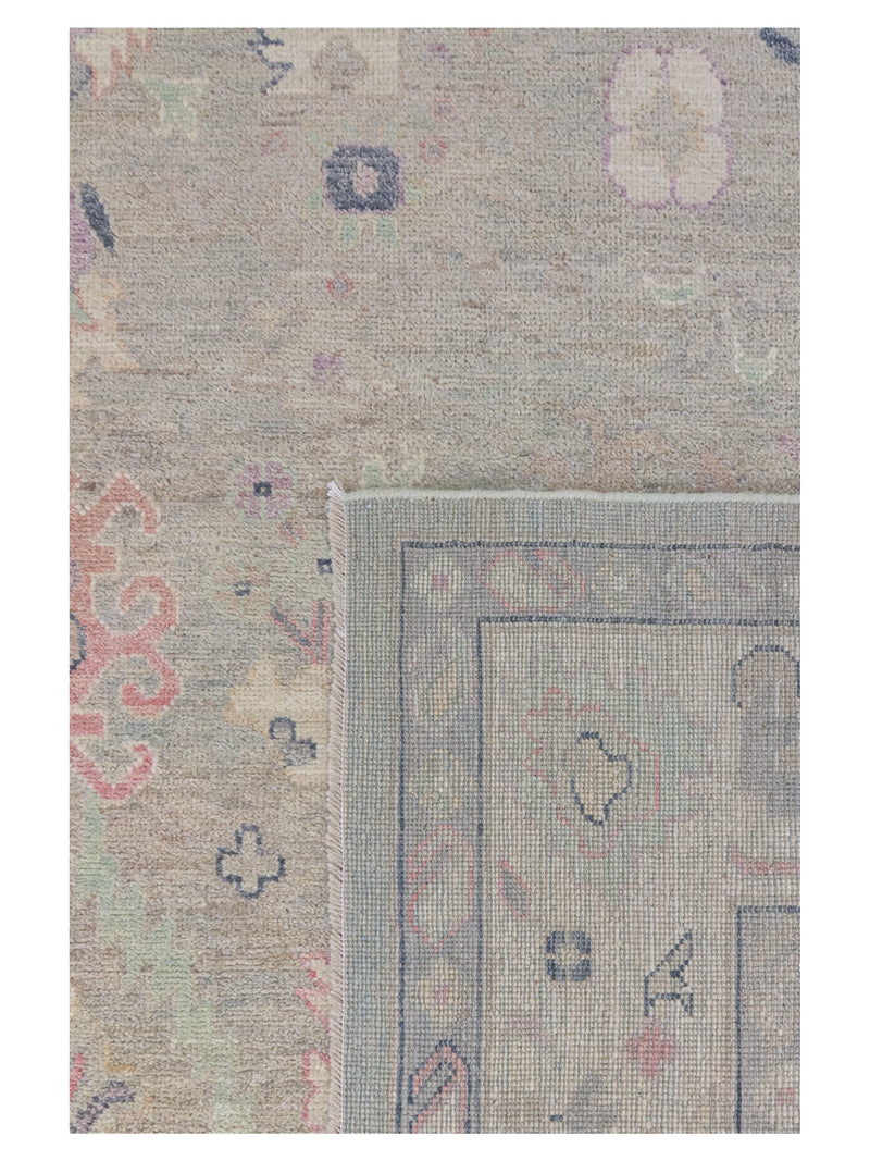 Pacific Ushak Wool Weft 43738 Silver Grey Ivory Transitional Hand Knotted Rug