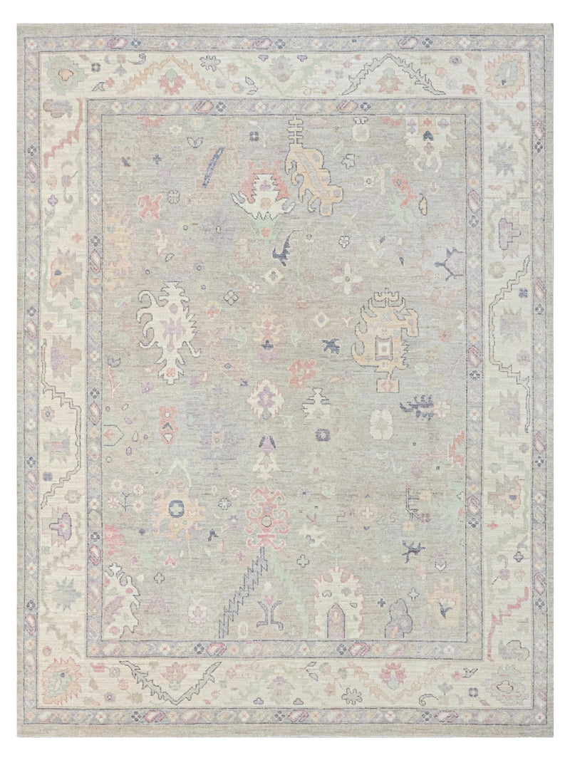 Pacific Ushak Wool Weft Silver Grey Ivory Transitional