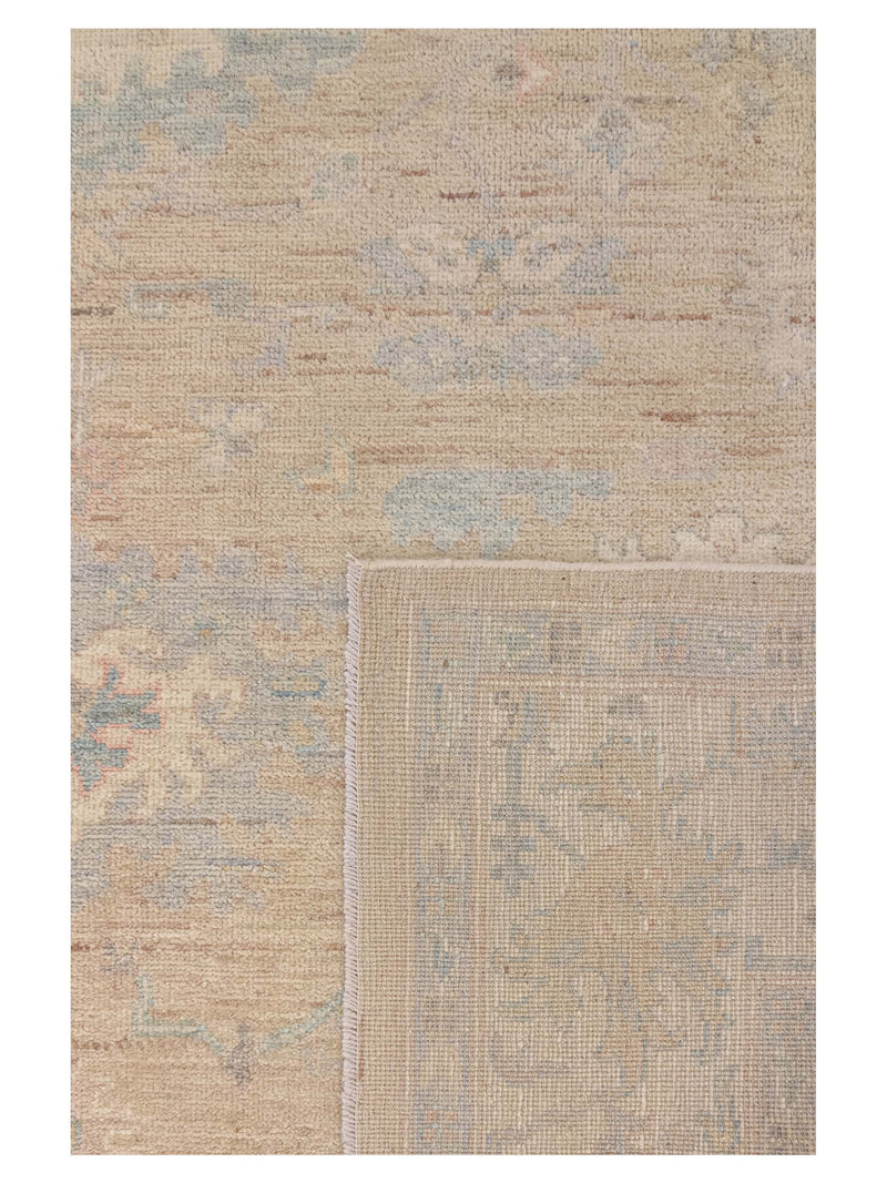 Pacific Ushak Wool Weft 43739 Beige Ivory Transitional Hand Knotted Rug