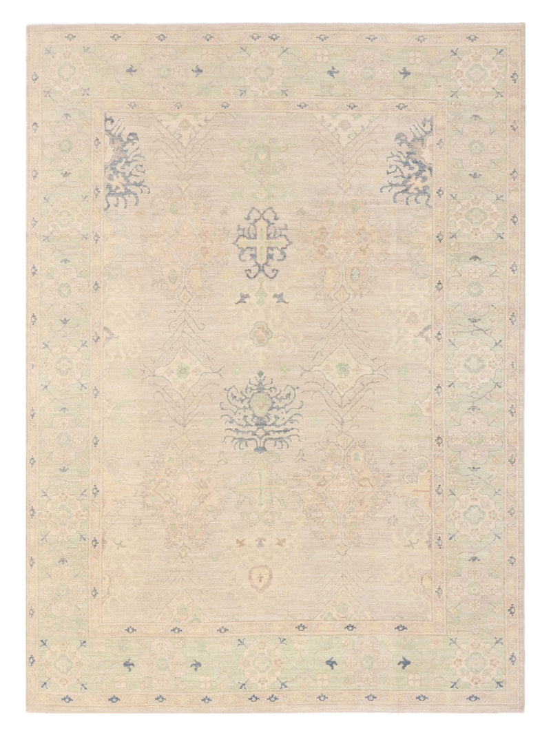 Pacific Ushak Wool Weft Lt.Ivory Sea Green Transitional