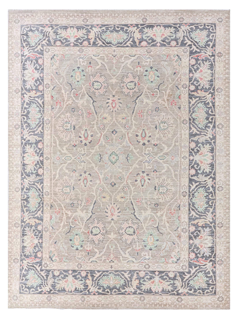 Pacific Ushak Wool Weft Silver Grey Charcoal Transitional