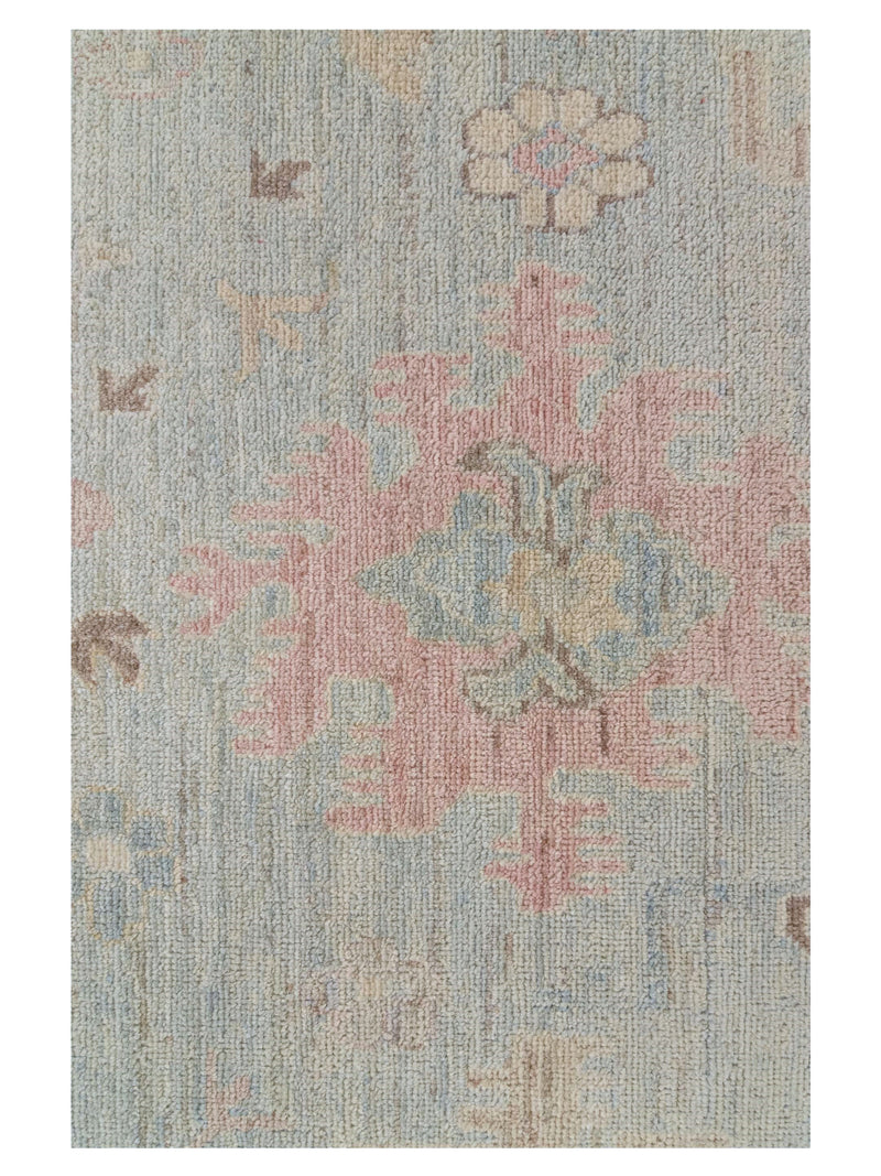 Pacific Ushak Wool Weft 43747 Sky Blue Sky Blue Transitional Hand Knotted Rug