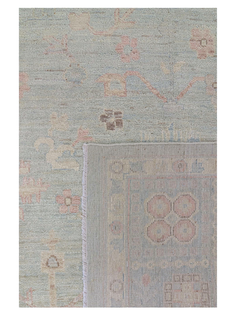 Pacific Ushak Wool Weft 43747 Sky Blue Sky Blue Transitional Hand Knotted Rug