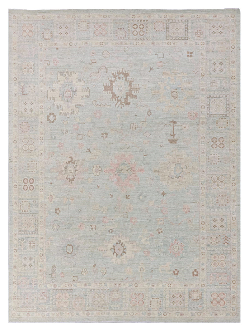 Pacific Ushak Wool Weft Sky Blue Sky Blue Transitional