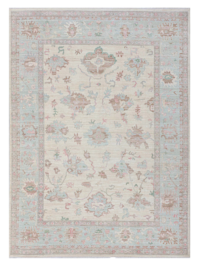 Pacific Ushak Wool Weft Ivory Sky Blue Transitional