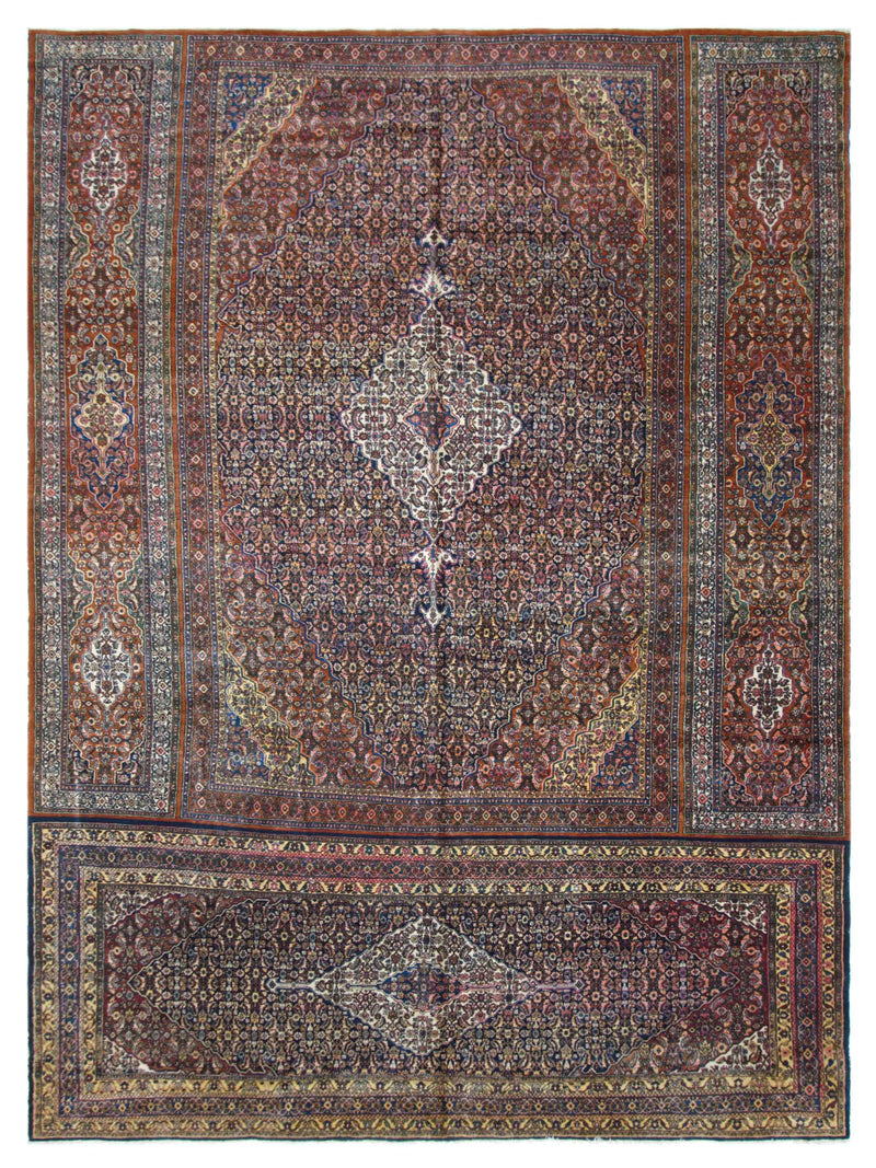 Fasa Antique Bibikabad 43764 Navy Rust Antique Rug