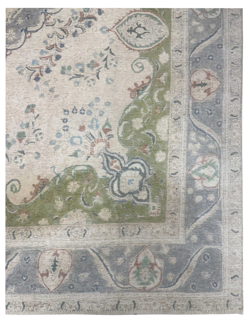 Pacific Vintage Artisan 43782 Beige Green Vintage Hand Knotted Rug