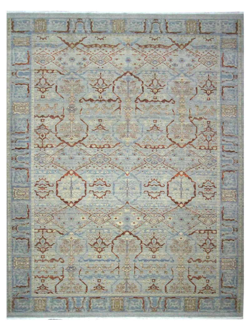 Pacific California 43791 Teal Rust Transitional Hand Finished Rugs