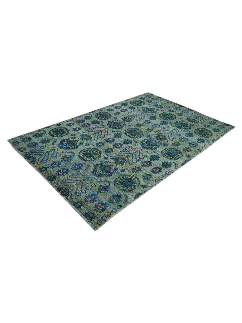 Pacific Royal 65163 Turquoise Turquoise Modern Hand Knotted Rug