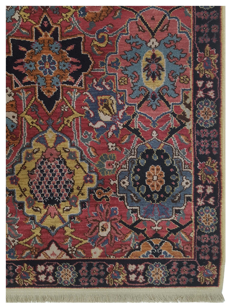 Pacific Kerman 66745 Pink Multi Traditional Hand Knotted Rug