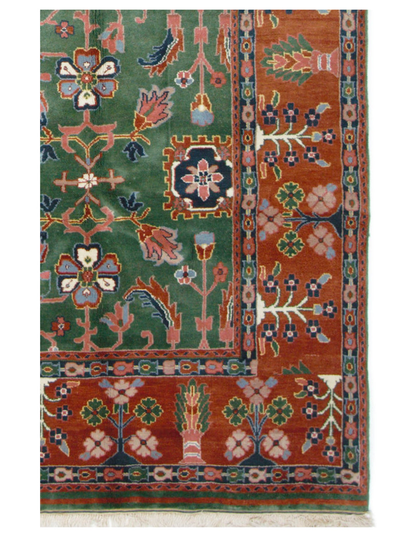 Pacific Tibetan 66747 Green Rust Traditional Hand Knotted Rug
