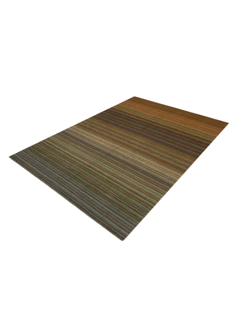 Pacific Corduroy 66763 Green Orange Kilim Hand Knotted Rug