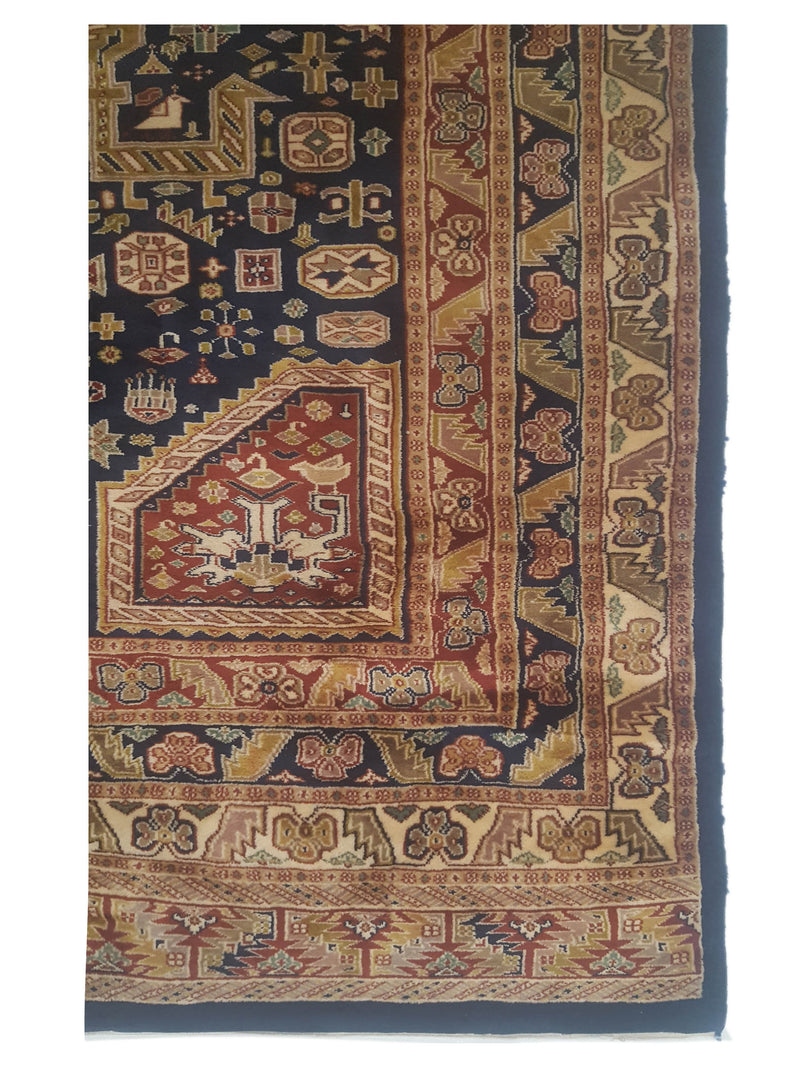 Pacific Kazak 66770 Navy Ivory Traditional Hand Knotted Rug