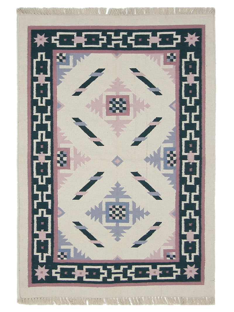 Pacific Dhurrie Silver Navy Kilim