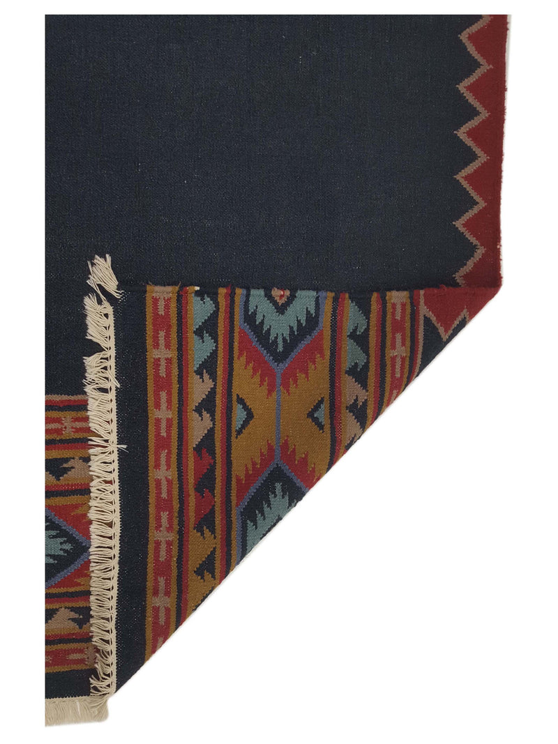 Pacific Dhurrie 66803 Black Multi Kilim Hand Knotted Rug