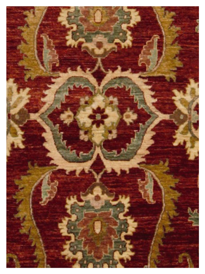 Pacific Peshawar 66895 Burgundy Ivory Traditional Hand Knotted Rug