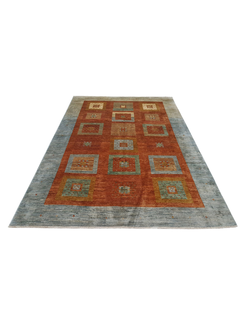 Pacific Gabbeh-Pk 66901 Honeydew Rust Transitional Hand Knotted Rug