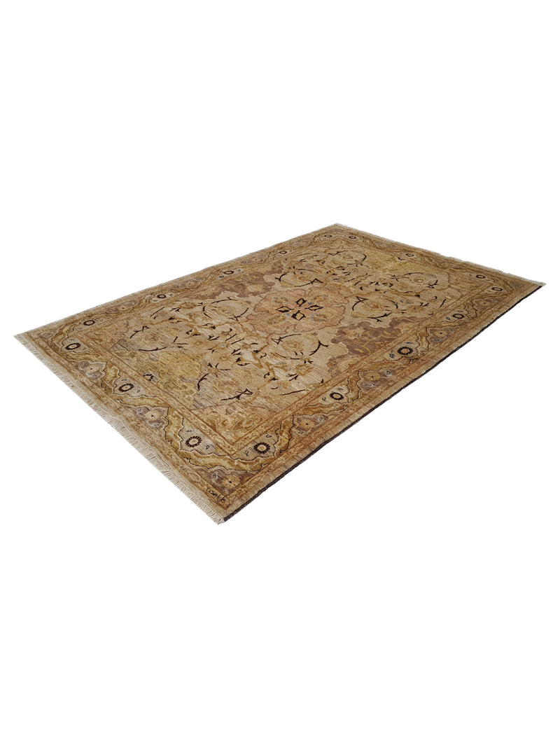 Pacific Ziegler 66913 Gold Beige Traditional Hand Knotted Rug