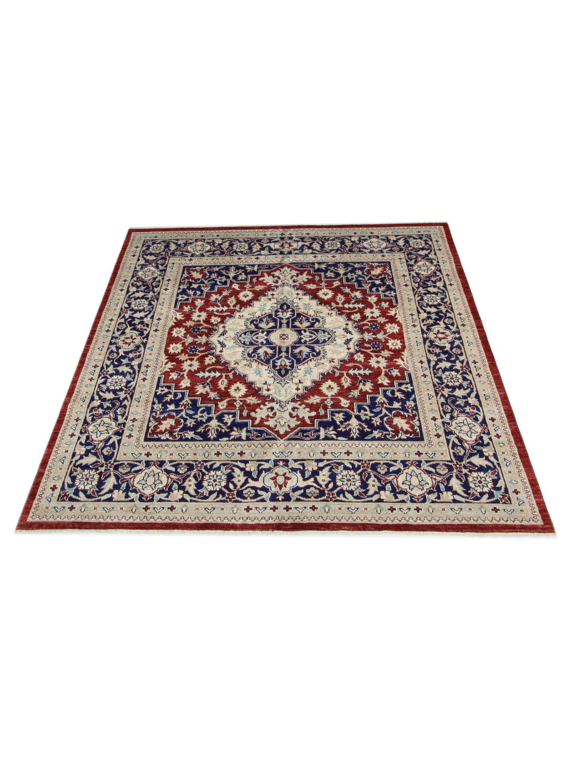 Pacific Heriz-Pk 66937 Red Navy Traditional Hand Knotted Rug